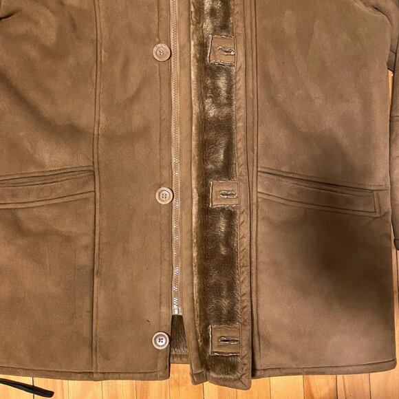Utex Shearling Jacket faux fur Mens XL Brown Warmer - Picture 5 of 15